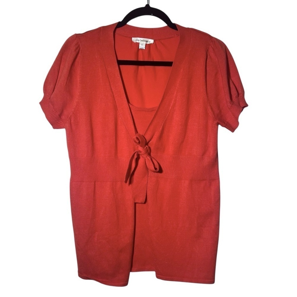 John Paul Richard Red Orange Cardigan with Attached Top Size L